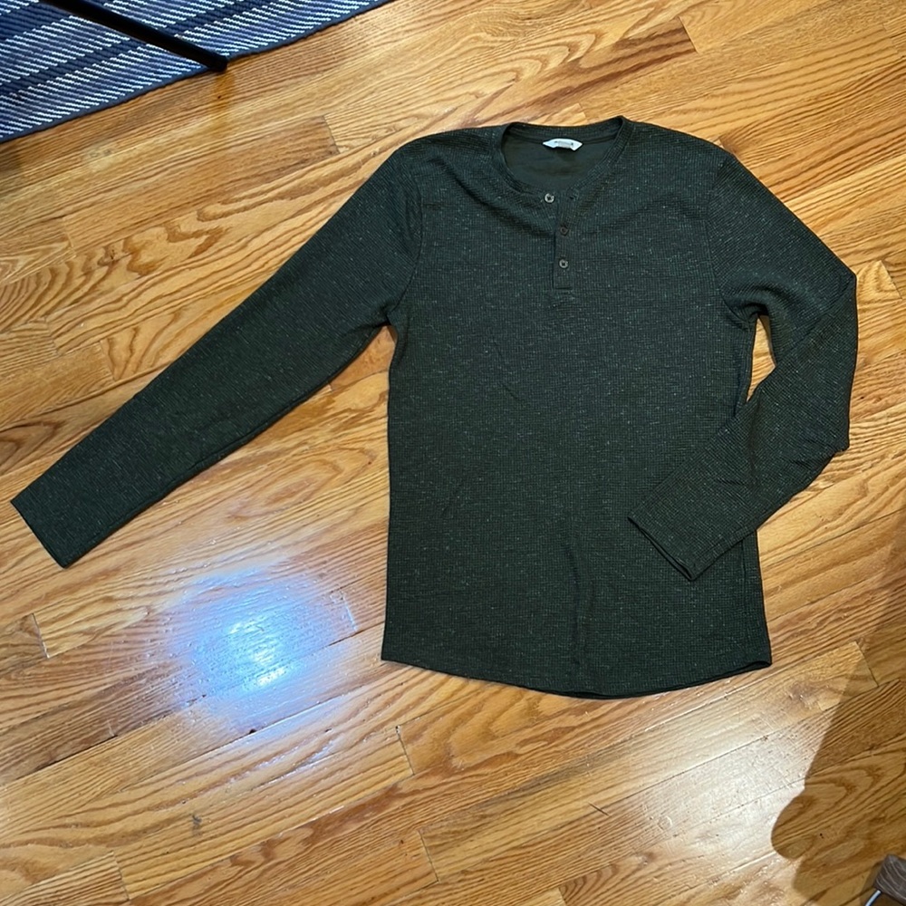 Julian & Mark waffle green Henley